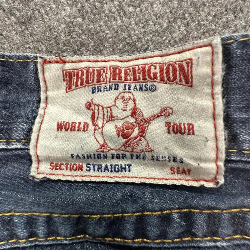 True‎ Religion Mens Straight Flap Jeans Size 36 Dark Wash Denim MNR859Y9